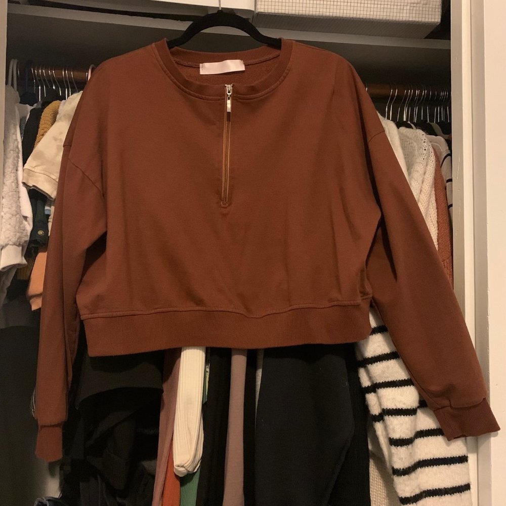 Cropped Half Zip Sweatshirt